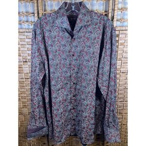 AXXESS Men's Dress Shirt Multicolor Paisley Cotton Button Up Super Soft Size XL